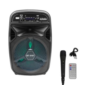 Σύστημα Karaoke 6.5 15W Bluetooth με Ενσύρματο Μικρόφωνο και FM, USB, AUX, TF BT-6107 Μαύρο