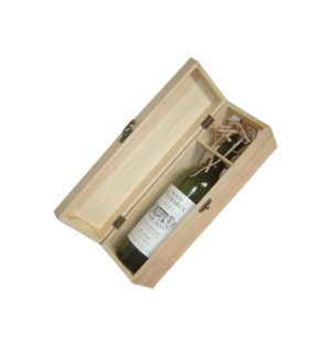 Ξύλινο αλουστράριστο κουτί για 1 φιάλη κρασί