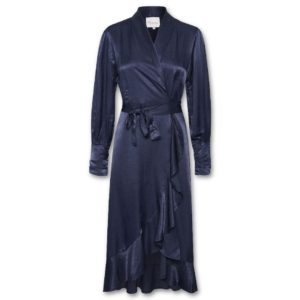 Σατέν κρουαζέ φόρεμα Elvira My Essential Wardrobe - Μπλέ σκούρο, M
