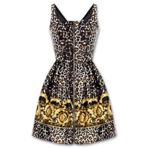 Μίνι λεοπάρ σατέν φόρεμα Rinascimento - Μαύρο, M