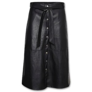 Μαύρη δερμάτινη φούστα μίντι Sumi Kaffe - Μαύρο, S