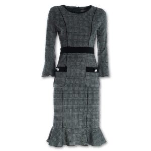 Μίντι στενό μακρυμάνικο φόρεμα Rinascimento - Μαύρο, S