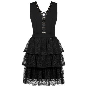 Μαύρο φόρεμα με βολάν Rinascimento - XS, Μαύρο