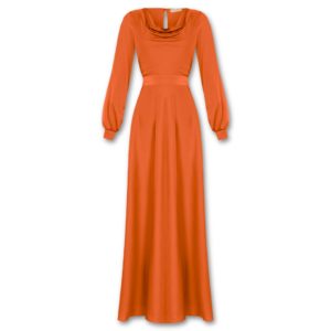 Πορτοκαλί μακρύ σατέν φόρεμα Rinascimento - Πορτοκαλί, L