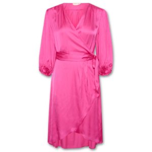 Σατέν φόρεμα κρουαζέ με μανίκι Eline Soaked in Luxury - Φούξια, L