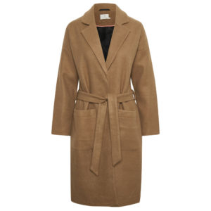 Καμηλό γυναικείο παλτό με ζώνη Kasasja Kaffe - XL, Camel