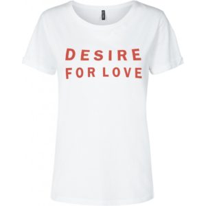 Γυναικείο μπλουζάκι με γράμματα Love Desires - L, Λευκό
