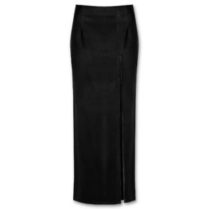 Μαύρη δερμάτινη φούστα με σκίσιμο Rinascimento - Μαύρο, XS