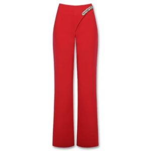 Κόκκινο παντελόνι με στρας Rinascimento - Κόκκινο, S