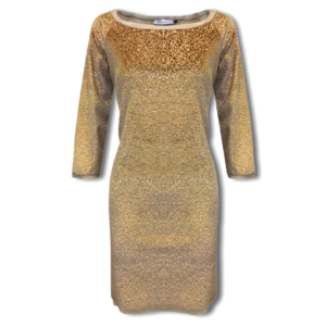 Βελούδινο φόρεμα παγιέτα Rinascimento - L, Χρυσό