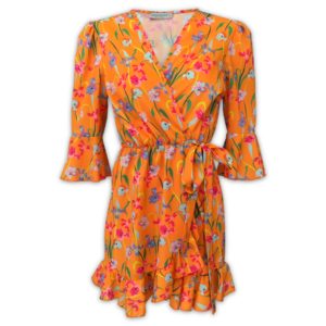 Κοντό κρουαζέ φόρεμα Rinascimento - Πορτοκαλί, S