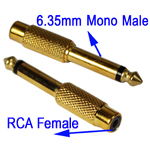 Gold Plated 6.35mm Memo Male to RCA Headphone Jack