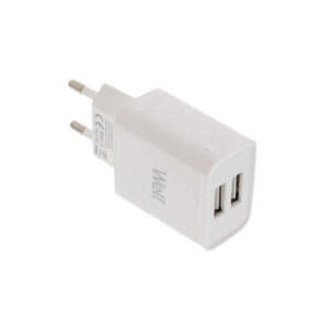 Universal 2xUSB FastTravel Wall Charger 5VDC/2.4A (12W) Λευκό Well PSUP-USB-W22401WE-WL ( 74488 )
