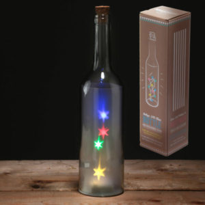 Decorative LED Glass Light Jar - Bottle with Coloured Stars