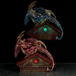 Stained Glass Window Roof Top LED Dark Legends Dragon Figurine