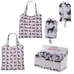 Handy Fold Up Cat and Dog Design Shopping Bag with Holder