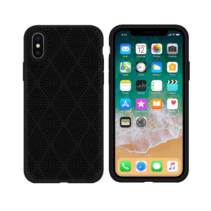 Silicone case No brand, For Apple iPhone XS Max, Grid, Black - 51643