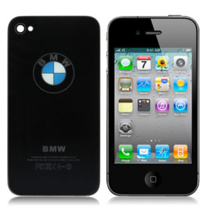 BMW Series Glass Replacement Back Cover for iPhone 4 (Black)
