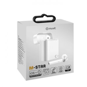 MUVIT M-STAR TWS BLUETOOTH WIRELESS STEREO HANDSFREE + CHARGING BOX white