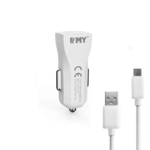 Car socket charger, EMY, MY-110, 5V/1A, Universal , 1xUSB, with USB Type-C cable, White - 14851
