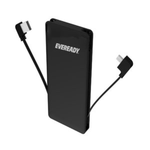 EVEREADY POWER BANK UNIVERSAL MFi WITH LIGHTNING+MICRO USB CABLE 4000mAh black