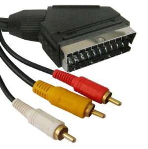 AV to 20 Pin Male Scart Cable 3 x rca