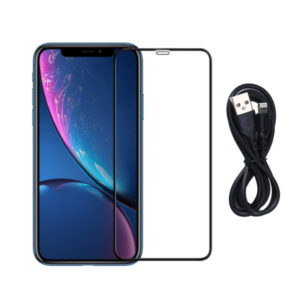 Glass protector Full 3D Remax Warriors, For iPhone XS Max / 11 Pro Max, +Lightning cable, 0.3mm, Black - 52505