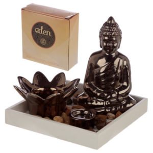 Eden Aroma Set - Buddha and Lotus Candle and Incense Burner