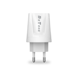 Network charger, DeTech, DE-01, 5V/2.1A, 220V, 2 x USB, White - 14118