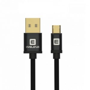 EVELATUS DATA CABLE MICRO USB REVERSABLE GOLD PLATED black