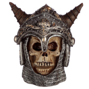 Gothic Skull in Medieval Horned Helmet Ornament