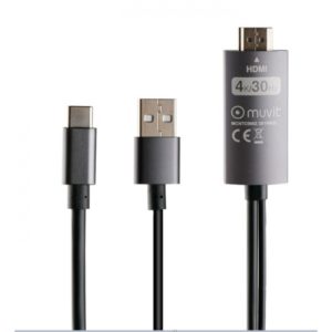 MUVIT OTG CONNECT ADAPTER CABLE TYPE C MICRO USB TO HDMI MALE 2m
