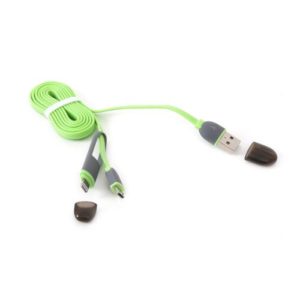 Καλώδιο Micro USB 1 σε 2 & iPhone5 σε USB πράσινο Platinet