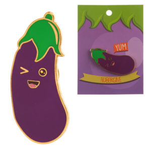 Fun Emotive Aubergine Egg Plant Design Enamel Pin Badge
