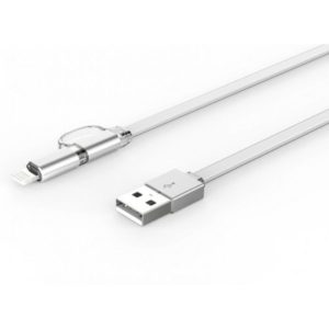 Data cable, LDNIO LC84, 2in1, Micro USB + Lightning (iPhone 5/6/7/SE), 1.0m, White - 14389