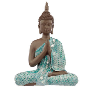 Decorative Turquoise and Brown Buddha Figurine - Meditating