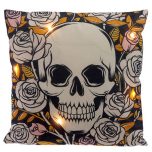 Decorative LED Cushion - Skulls and Roses