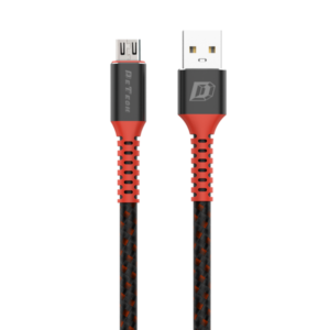 Data cable DeTech DE-C25M, Micro USB, 1.0m, Black - 40106
