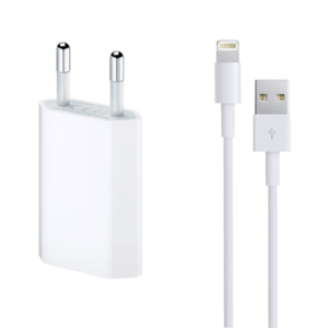 Network charger, No brand, 5V / 1A 220V, + Cable for iPhone 5/6/7, 1.0m, White - 14853