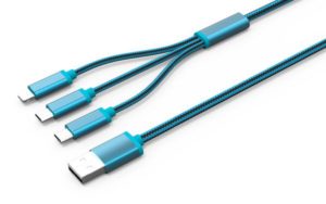 Data cable, LDNIO LC85, 3in1, 2 x Micro USB + Lightning (iPhone 5/6/7/SE), 1.2m, Blue, Red - 14386