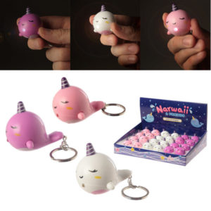 I Love You Light and Sound Cute Narwhal Keyring