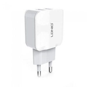 Network charger, LDNIO A2202, 5V 2.4A, Universal , 2xUSB, without cable, White - 14368