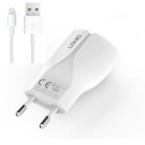Network charger Ldnio A2271, 5V/2.1A, with 2 USB port with cable for iPhone 5/6 - 14296