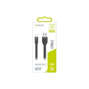MUVIT DATA CABLE FLAT TYPE C 3A 1M black