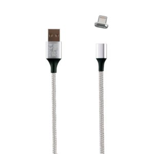 Καλώδιο Lightning USB Φόρτισης-Data Magnetic Braided 3.5A QC 2.0 1m Ασημί NSP ( 16763 )