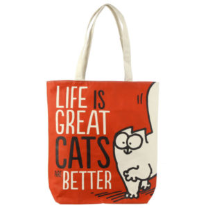 Handy Cotton Zip Up Shopping Bag - Simon s Cat Life is Great