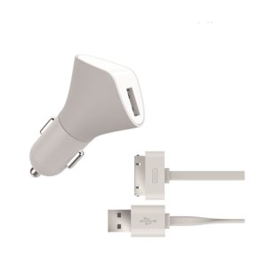 MUVIT CAR CHARGER 1A + CABLE IPHONE 30PIN 1,2m white