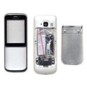 Προσοψη Για Nokia C5/C5-00 Ασπρη Full Με Ασημι Καλυμμα Μπαταριας-Πλαστικα Κουμπακια-Τζαμι OEM