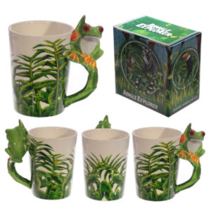 Ceramic Jungle Mug with Tree Frog Handle
