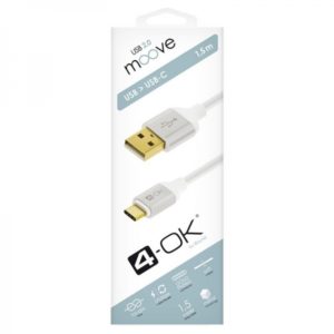 4OK MOOVE SERIES USB TO TYPE C DATA CABLE 1.5m white